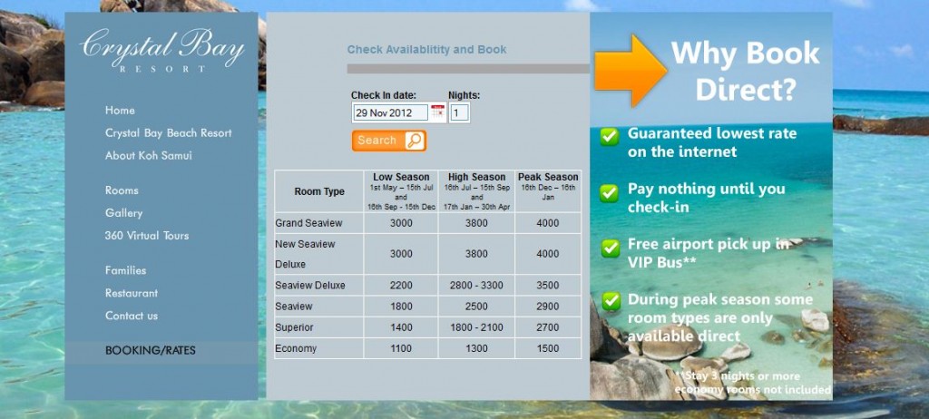 crystal by resort thailand - booking/rates page