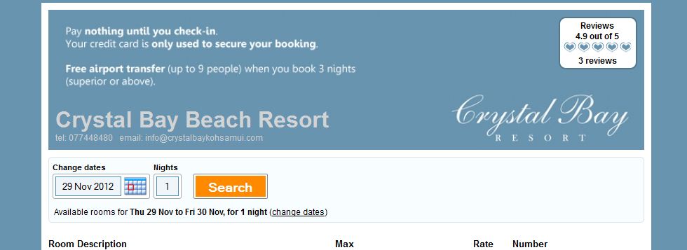 crystal bay resort thailand - freetobook search page