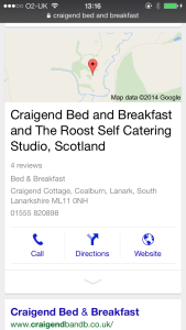 Mobile Google business page