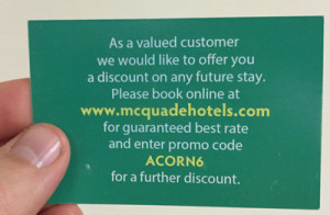 Promo Code business card