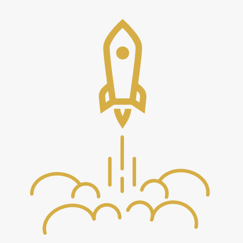 Gold launching rocket