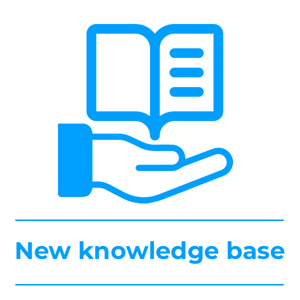 A hand holding an open book to indicate learning. A banner below says 