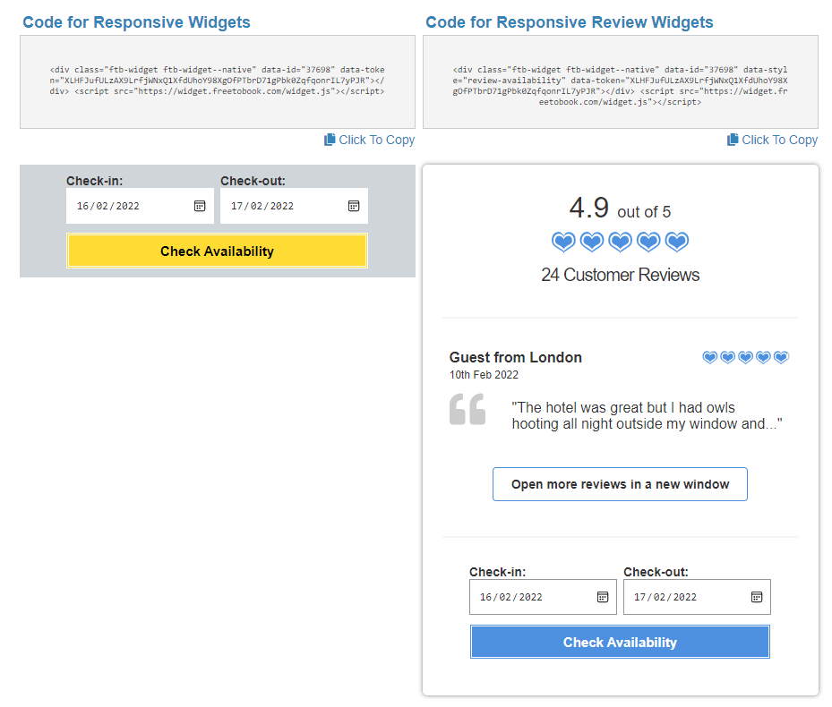 booking button for iframe